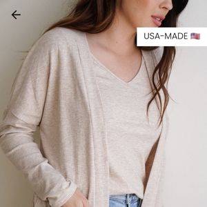 Long, Ribbed Cardigan in Oatmeal